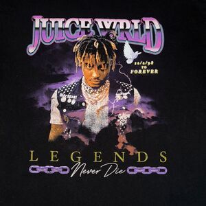Juice Wrld Legends Never Die T-Shirt Men's XL Black 100% Cotton Short Sleeves